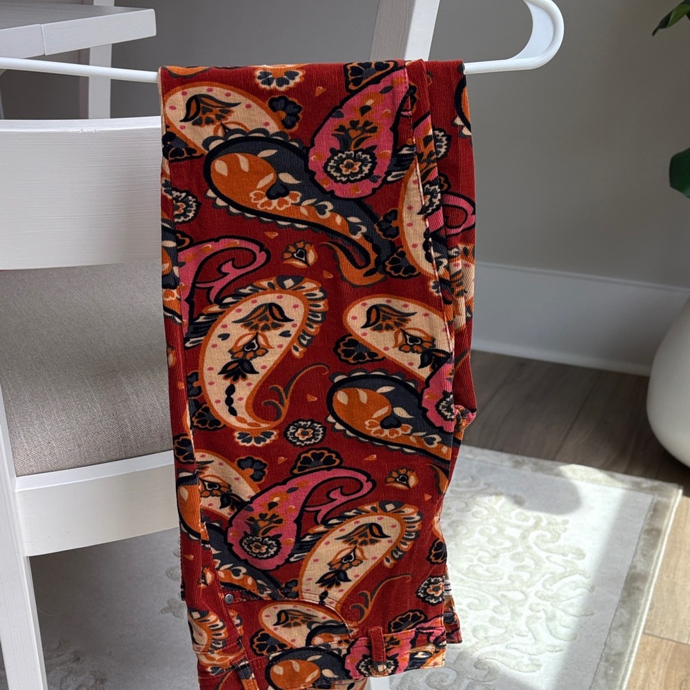 Pilcro Paisley Skinny Pants - Red and Orange